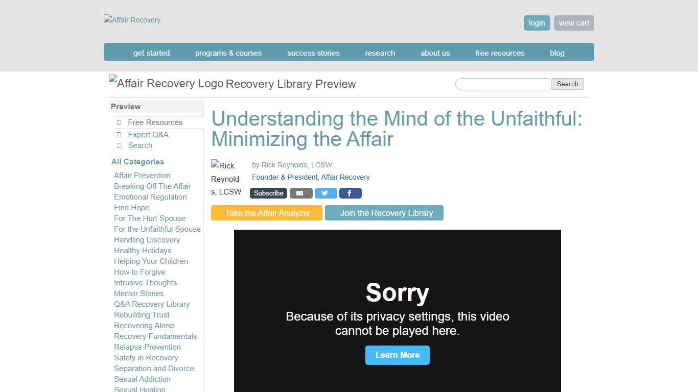 Understanding the Mind of the Unfaithful: Minimizing the Affair | Affair Recovery